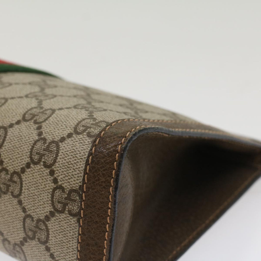GUCCI GG Canvas Web Sherry Line Clutch Bag Beige Red Green 89.01.002  bs7231