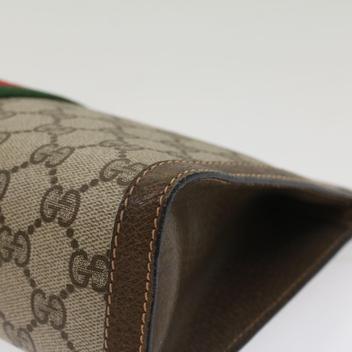 GUCCI GG Canvas Web Sherry Line Clutch Bag Beige Red Green 89.01.002  bs7231
