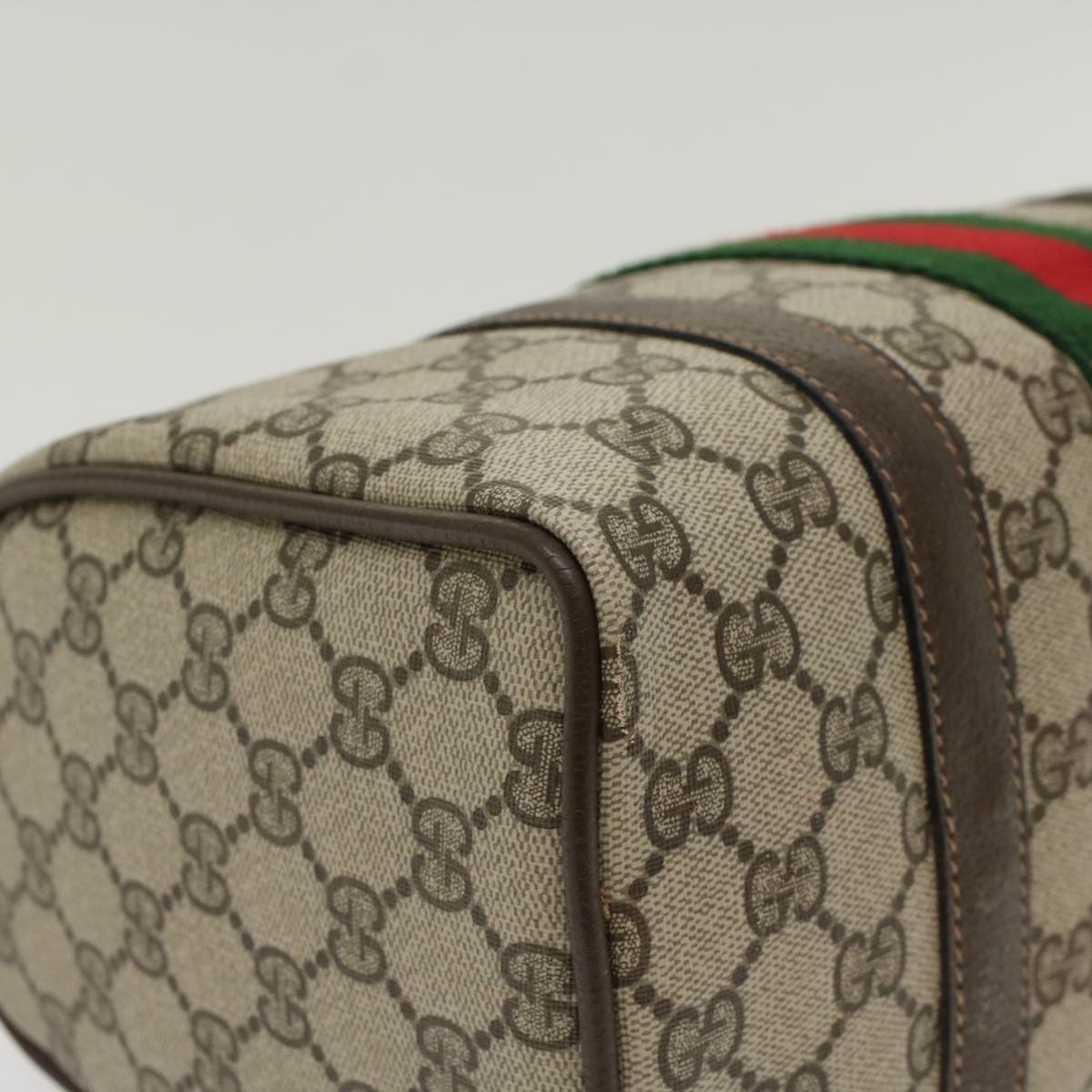GUCCI GG Canvas Web Sherry Line Boston Bag Beige Red 3902006  bs7253