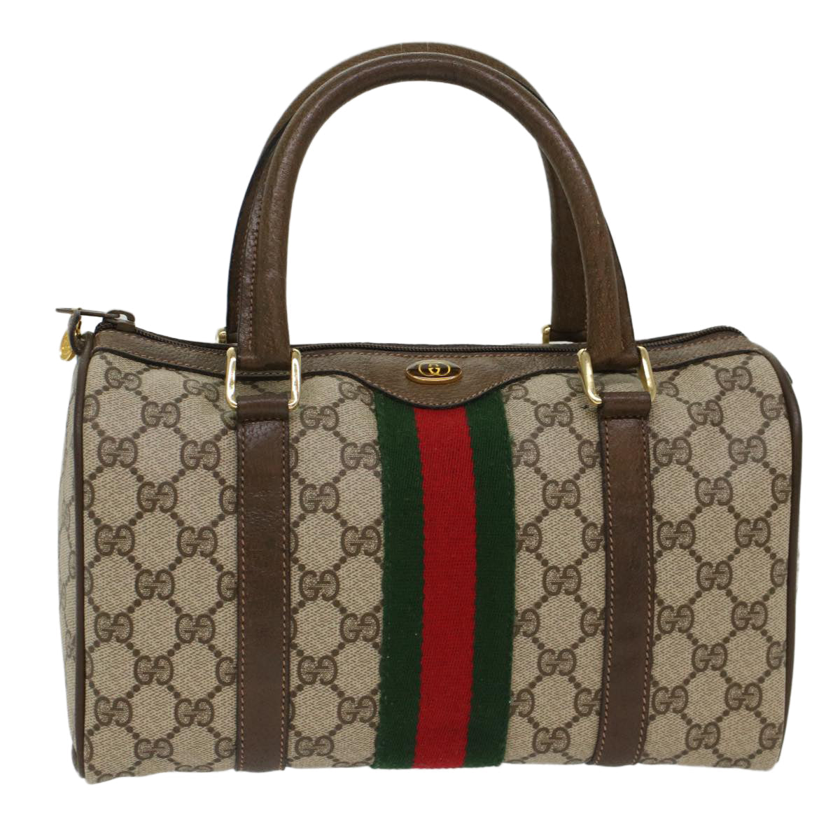 GUCCI GG Canvas Web Sherry Line Boston Bag Beige Red 3902006  bs7253