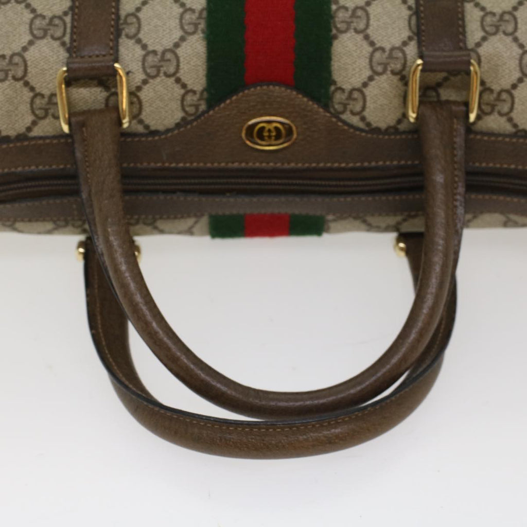 GUCCI GG Canvas Web Sherry Line Boston Bag Beige Red 3902006  bs7253