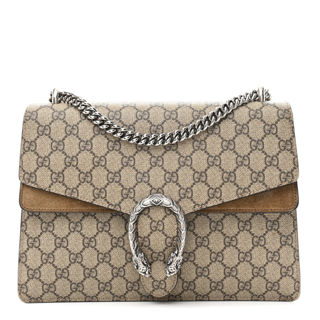Gucci GG Supreme Monogram Medium Dionysus Shoulder Bag Taupe