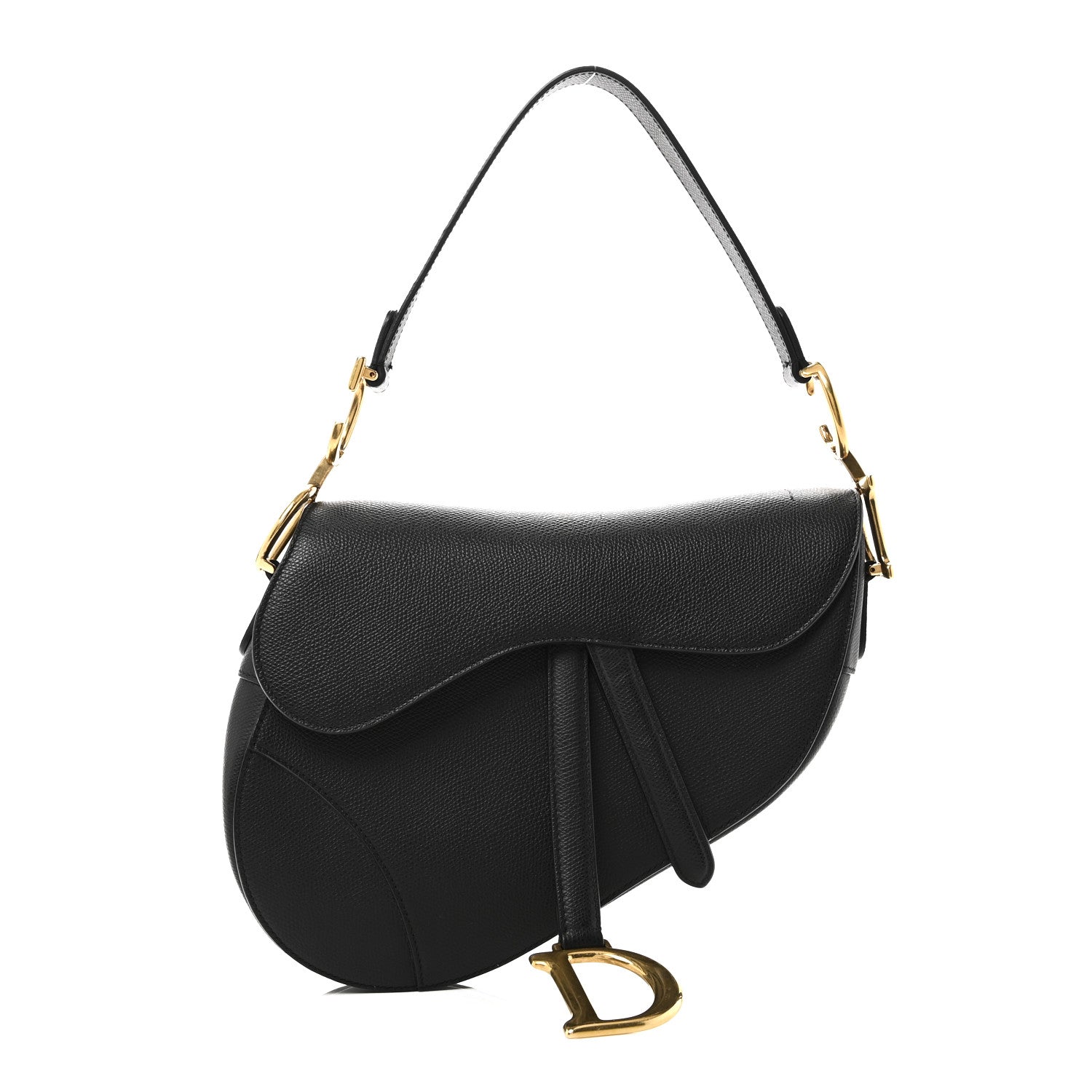 Christian Dior Grained Calfskin Saddle Bag Black
