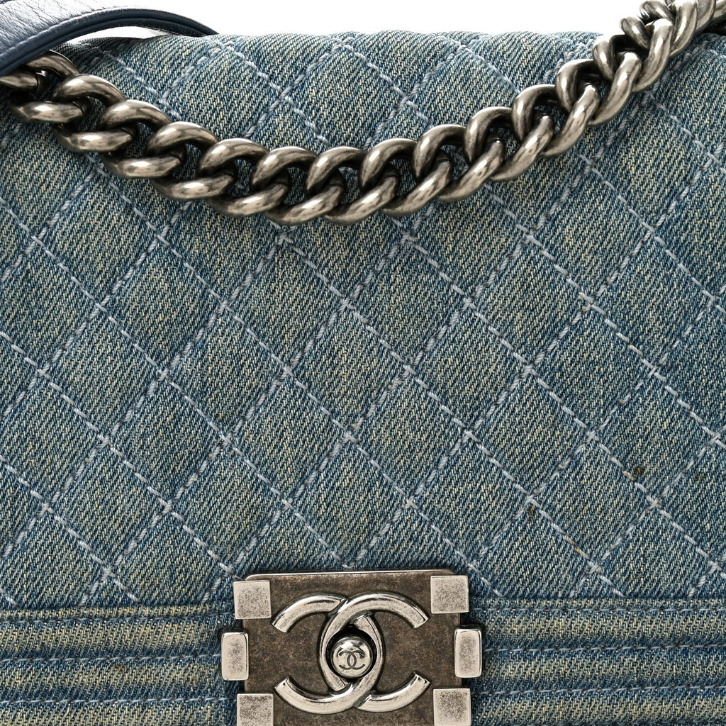 Chanel Denim Quilted Medium Boy Flap Blue