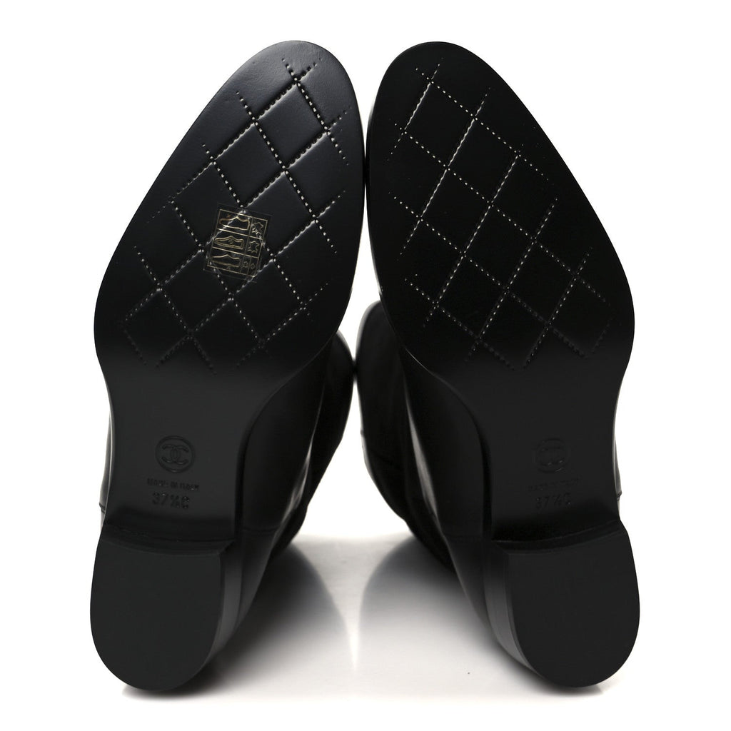 Chanel Suede Calfskin CC Short Boots 37.5 Black