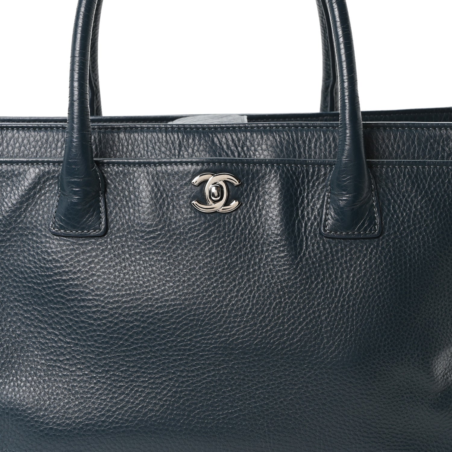 Chanel Calfskin Cerf Executive Shopper Tote Blue