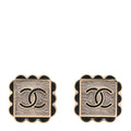 Resin CC Square Clip On Earrings Gold Black