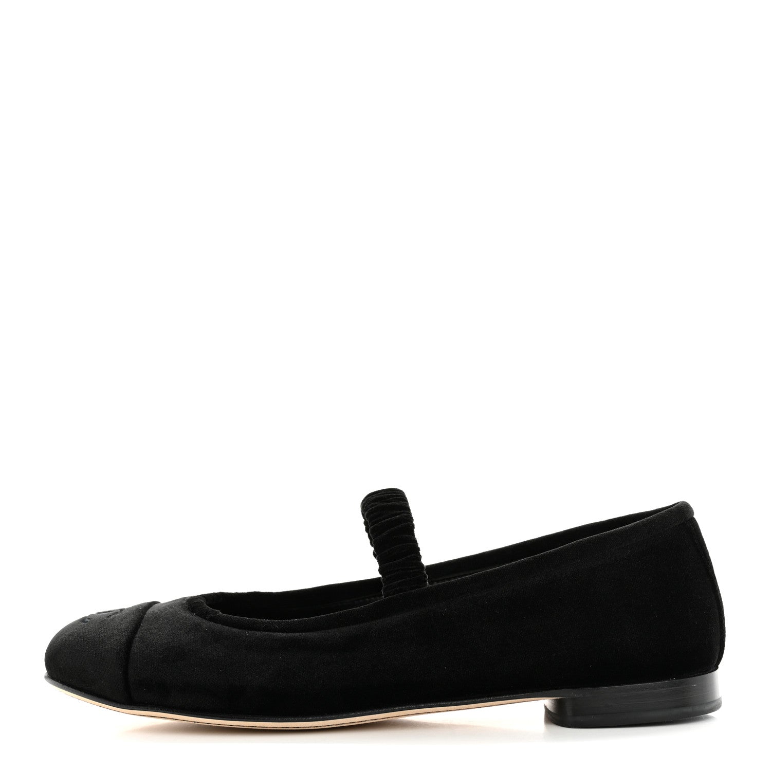 Chanel Velvet Mary Jane Flats 39 Black