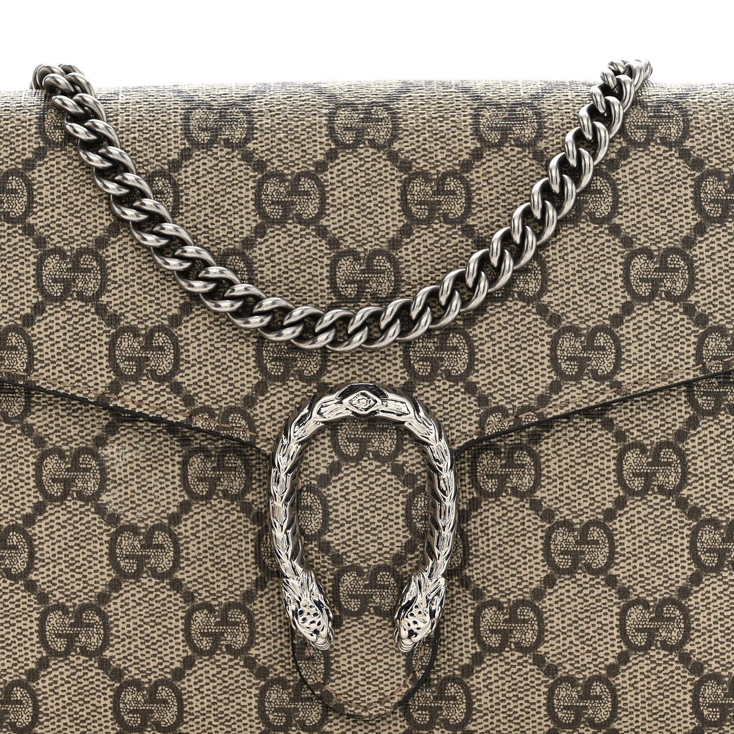 Gucci GG Supreme Monogram Mini Dionysus Chain Wallet Beige Taupe