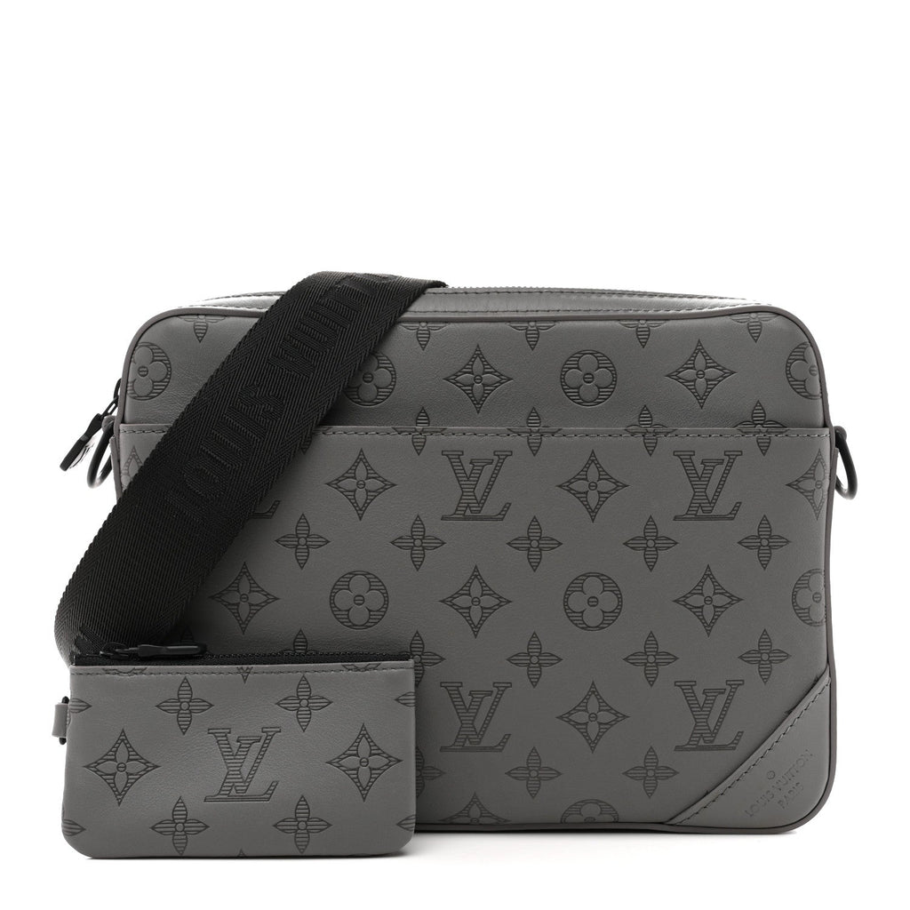 Louis Vuitton Calfskin Monogram Shadow Trio Messenger Anthracite Gray