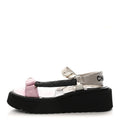 Lambskin Quilted CC Logo Platform Sandals 38 Black White Pink