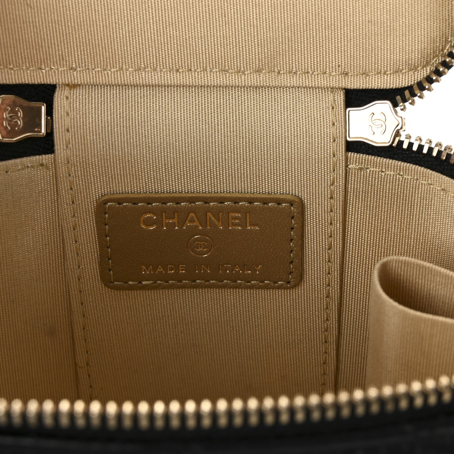 Chanel Lambskin Quilted Mini Pearl Crush Vanity Case With Chain Black