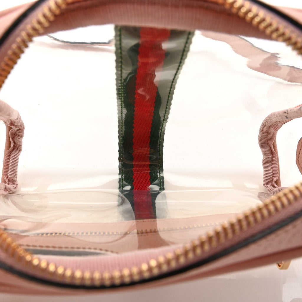 Gucci Vinyl Web Mini Ophidia Transparent Shoulder Bag Perfect Pink