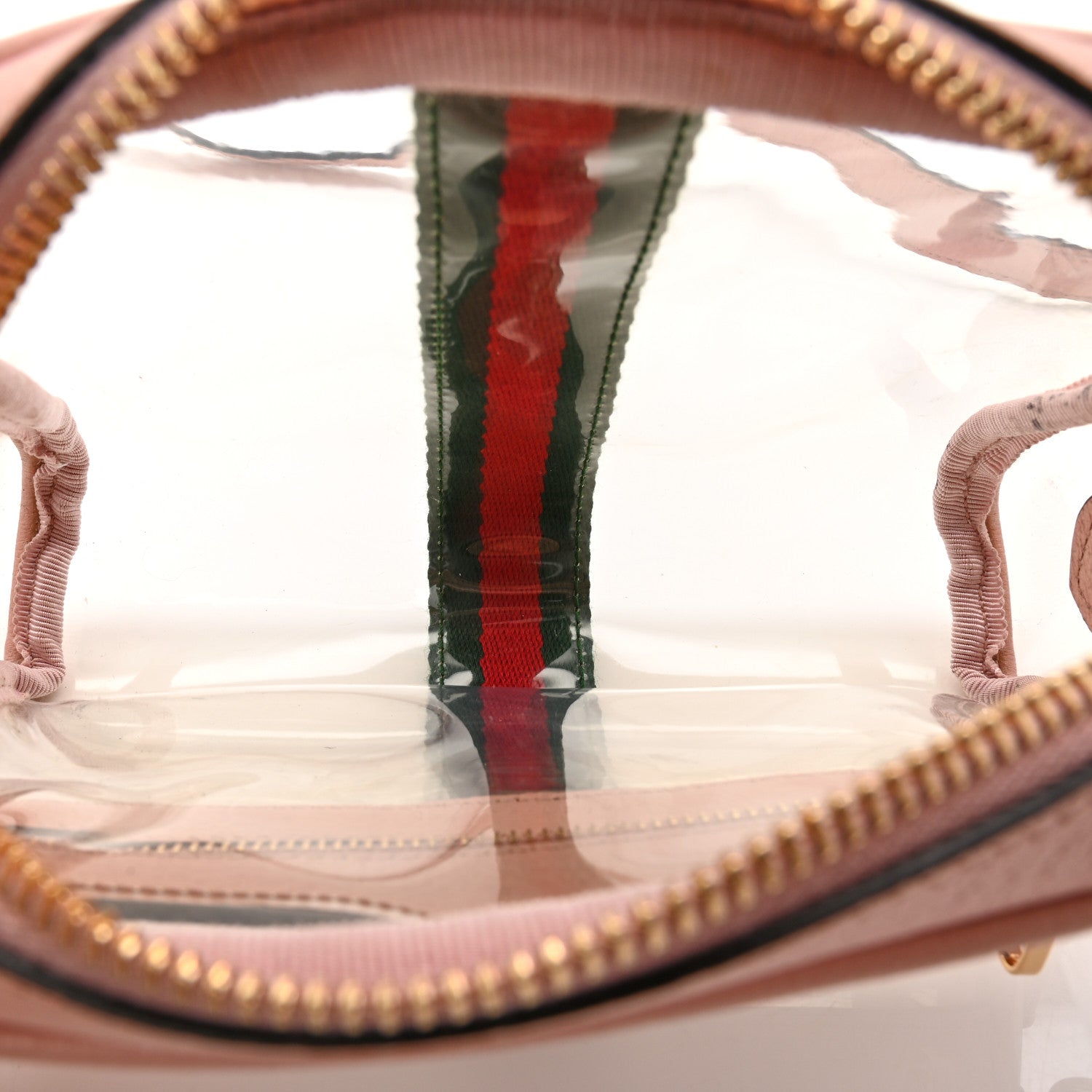 Gucci Vinyl Web Mini Ophidia Transparent Shoulder Bag Perfect Pink