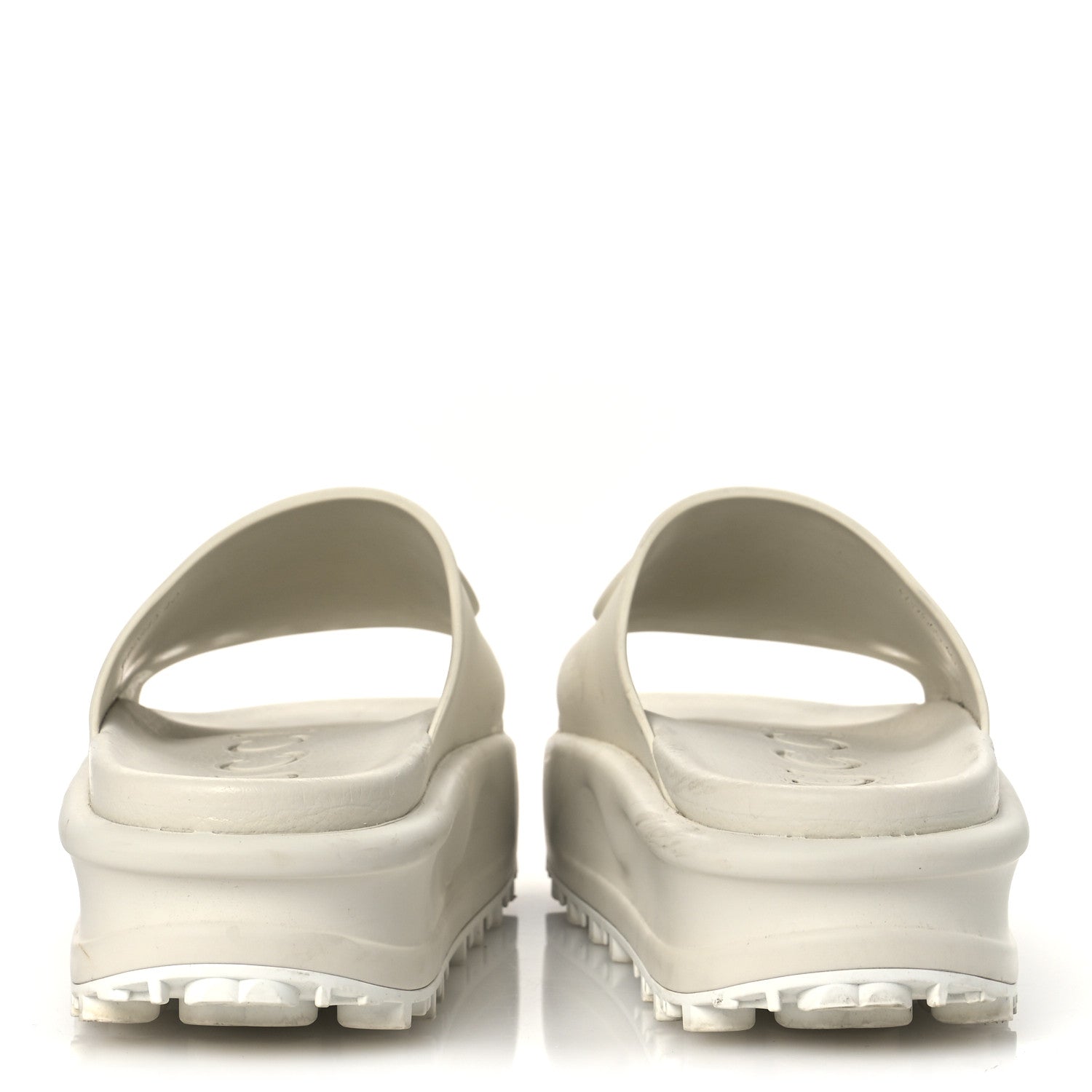 Gucci Soft Rubber Womens Interlocking G Platform 42mm Slide Sandals 40 Off White
