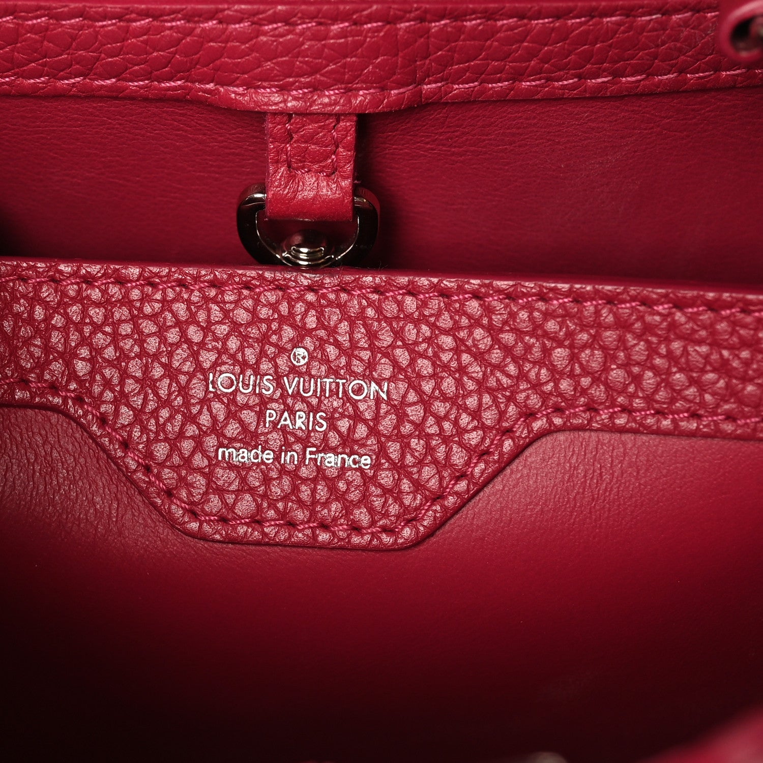 Louis Vuitton Taurillon Lace Croquets Capucines BB Groseille