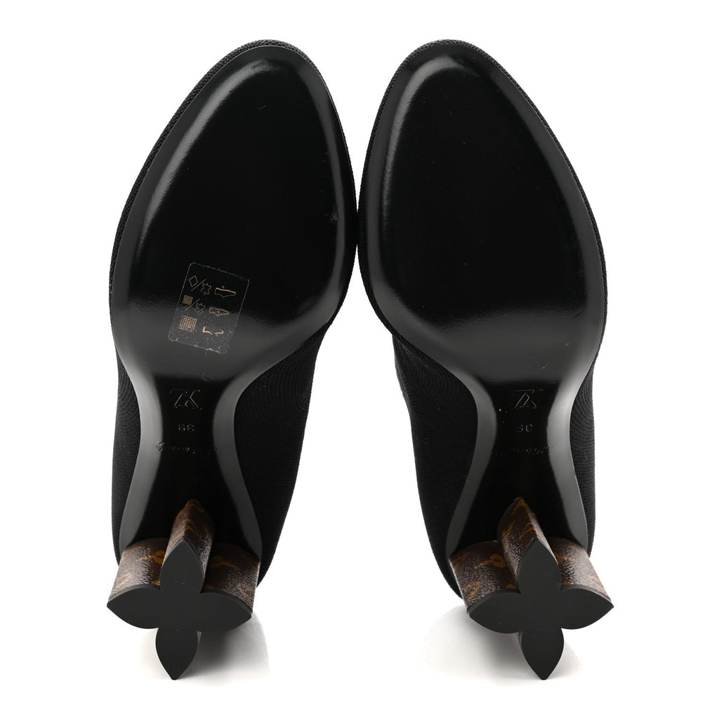 Louis Vuitton Monogram Stretch Fabric Silhouette Ankle Boots 39 Black