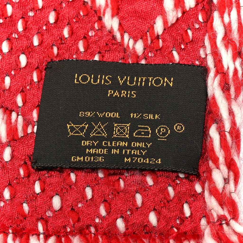 Louis Vuitton Wool Silk Logomania Mix Scarf Coquelicot