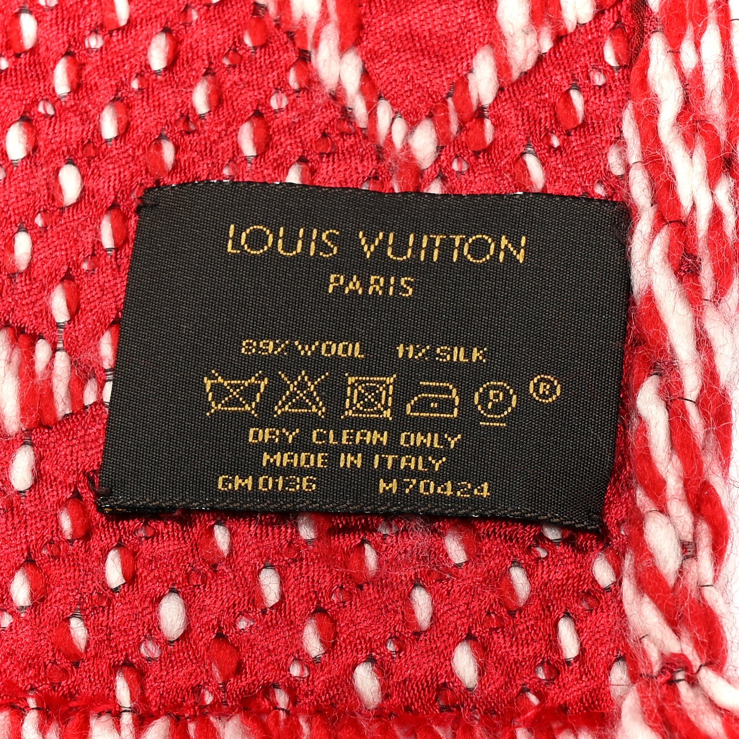 Louis Vuitton Wool Silk Logomania Mix Scarf Coquelicot
