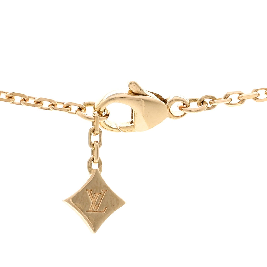 Louis Vuitton 18K Yellow Gold Diamond Idylle Blossom Pendant Pave Necklace
