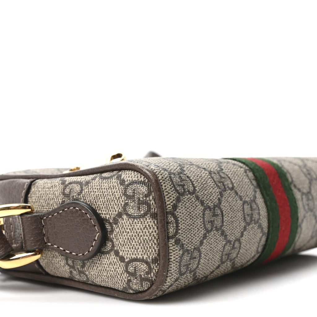 Gucci GG Supreme Monogram Web Mini Ophidia Shoulder Bag Brown