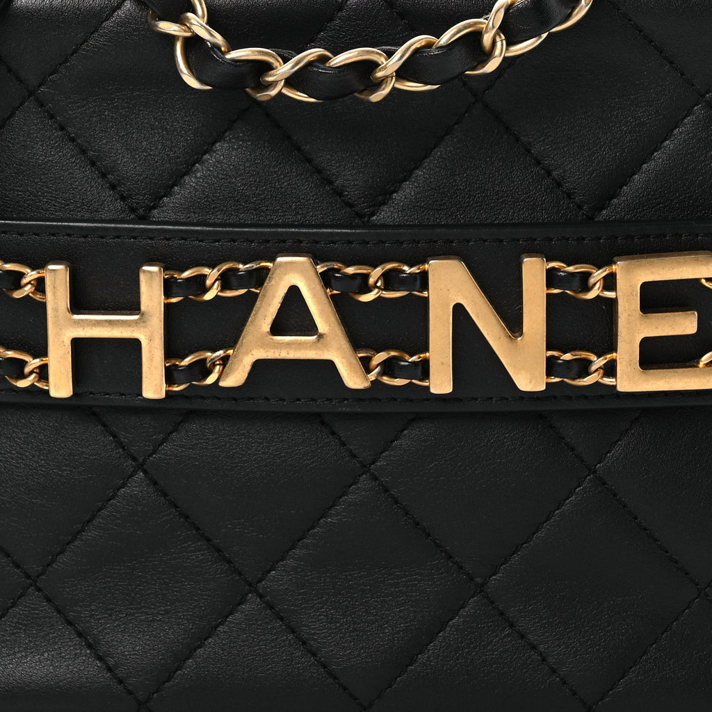 Chanel Calfskin Quilted Enchained Camera Case Bag Black