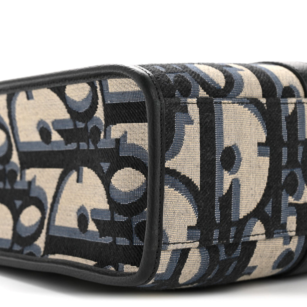 Christian Dior Maxi Oblique Jacquard East West Tote Beige Blue