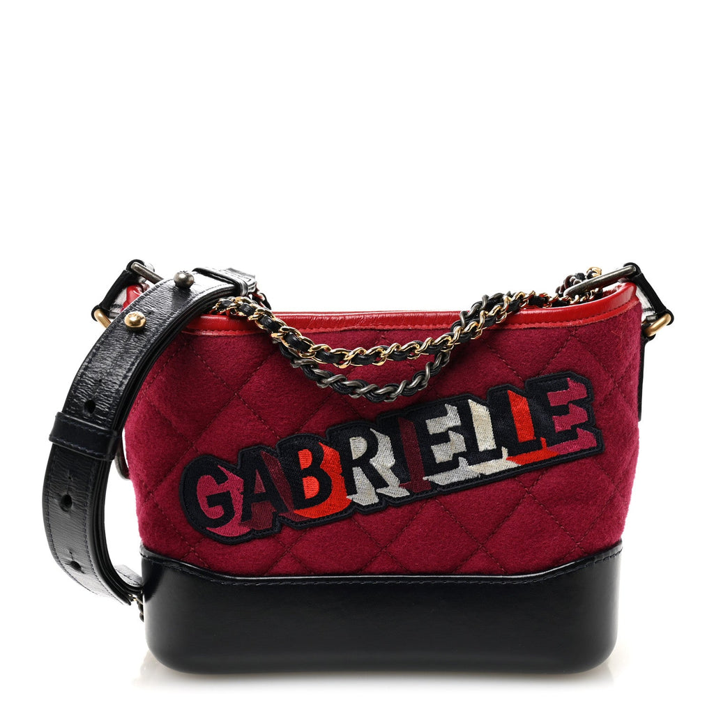 Chanel Wool Calfskin Quilted Small Gabrielle Hobo Red