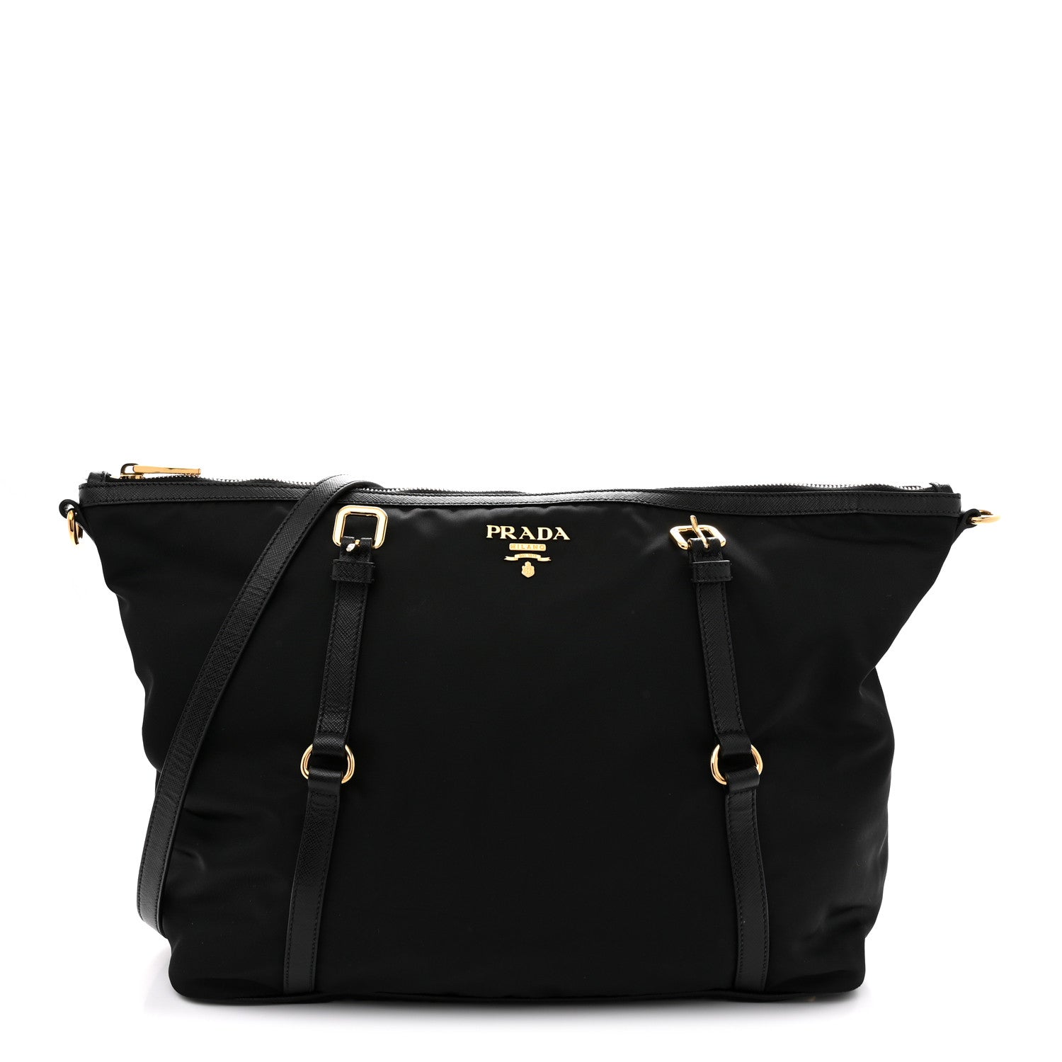 Prada Saffiano Tessuto Nylon Shopping Tote Black