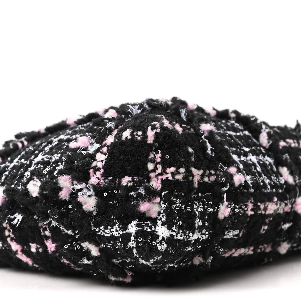 Chanel Tweed Patchwork Quilted Small Chanel 22 Black Pink White