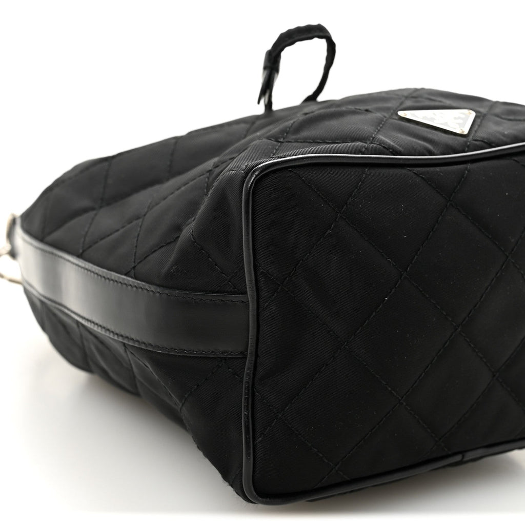 Prada Tessuto Nylon Quilted Drawstring Bucket Bag Black
