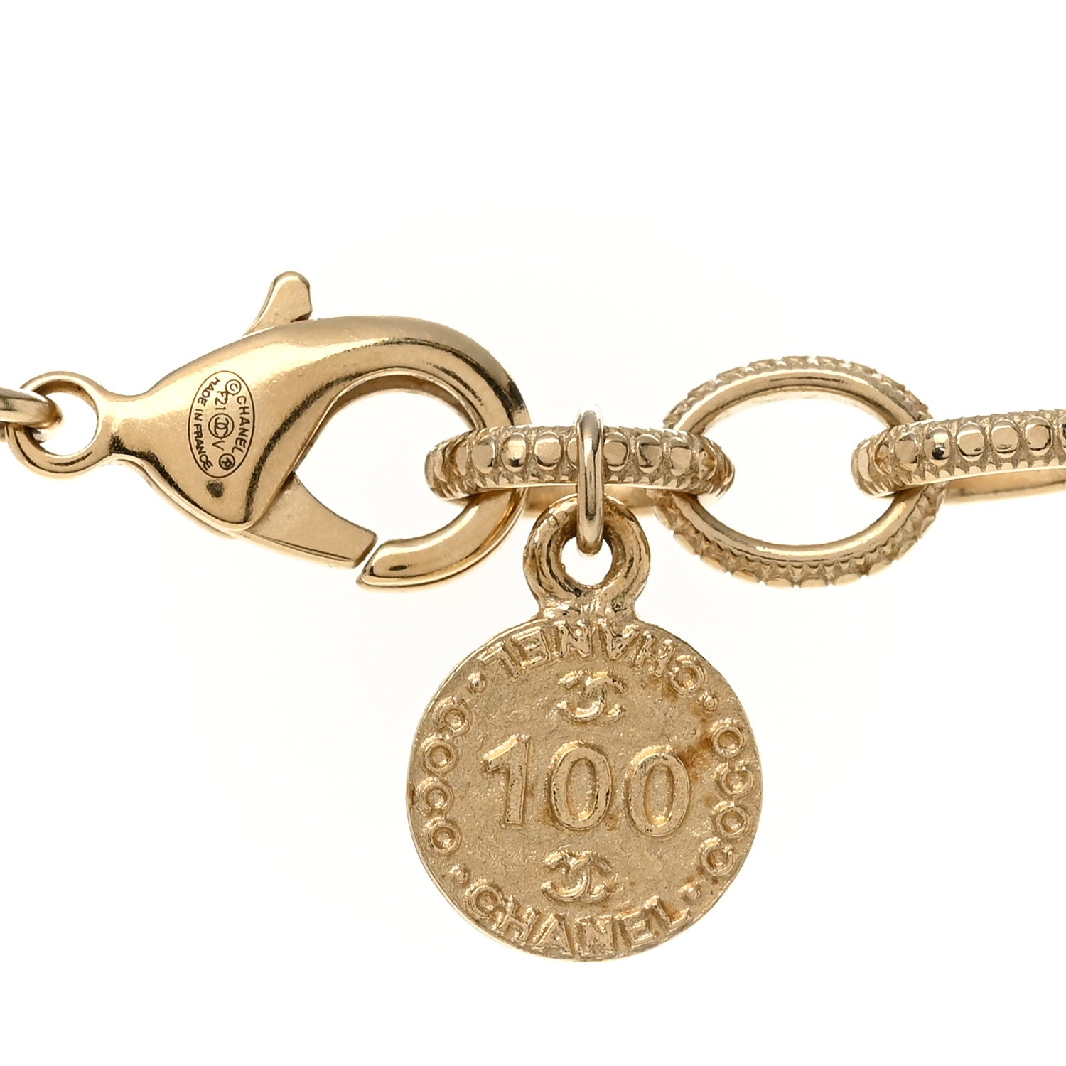 Pearl CC 100th Anniversary Necklace Light Gold