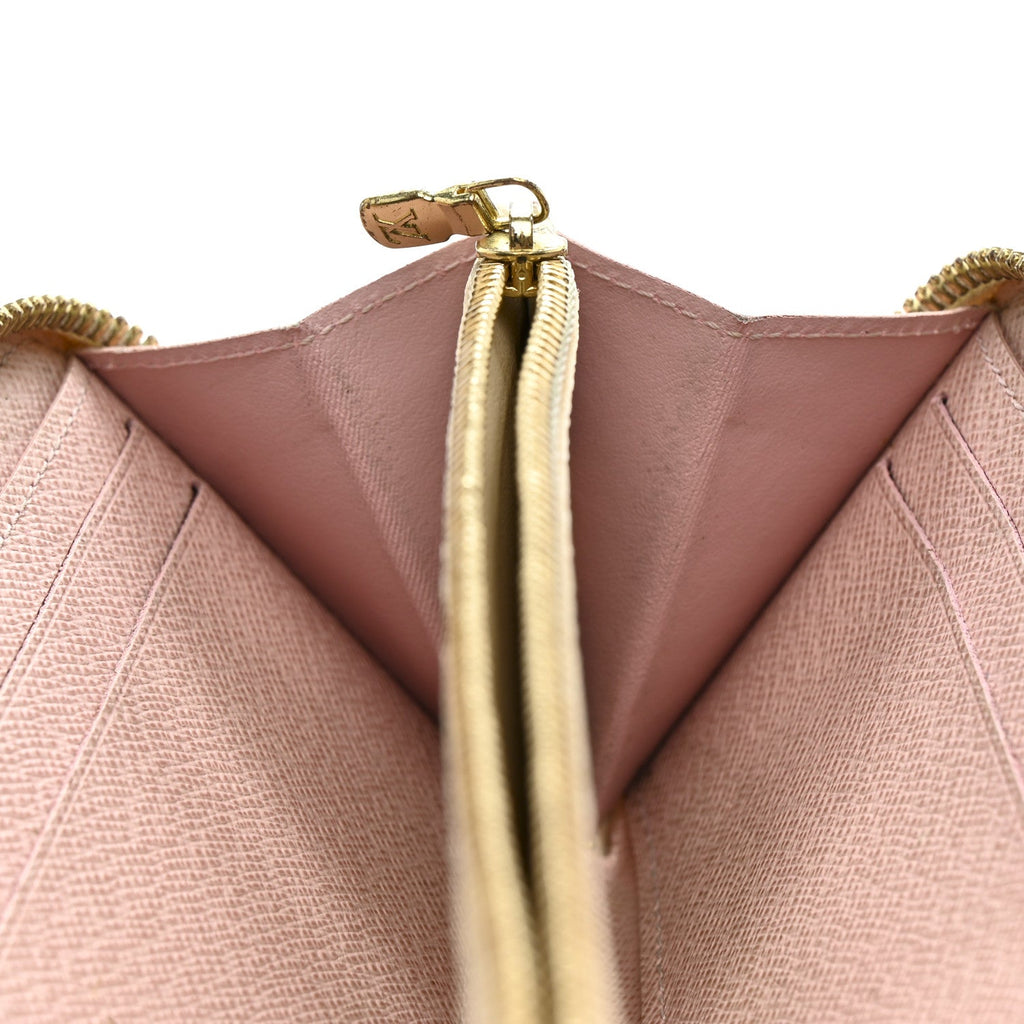 Louis Vuitton Damier Azur Clemence Wallet Rose Ballerine