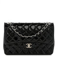 Chanel Patent Quilted Jumbo Double Flap Black