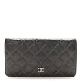 Metallic Lambskin Quilted Yen Wallet Grey