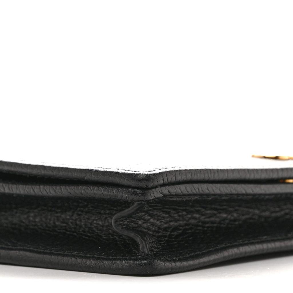 Gucci Dollar Calfskin Mini GG Marmont Chain Wallet Black
