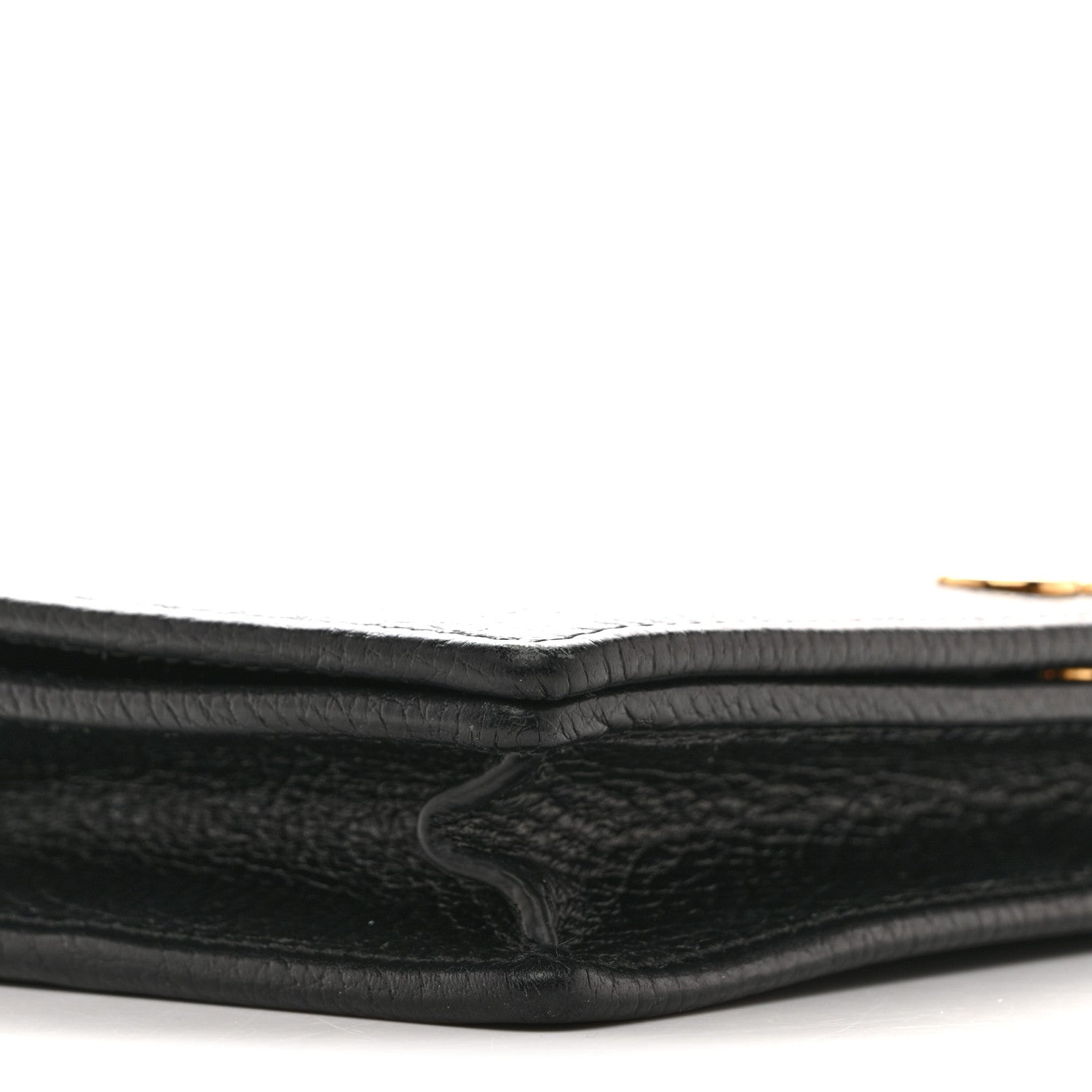 Gucci Dollar Calfskin Mini GG Marmont Chain Wallet Black