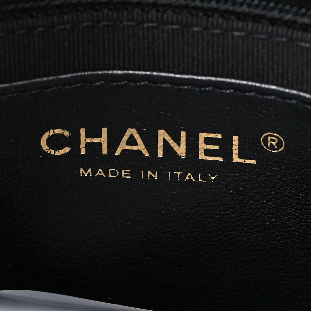 Chanel Lambskin Quilted Enamel CC Chain Frame Flap Black