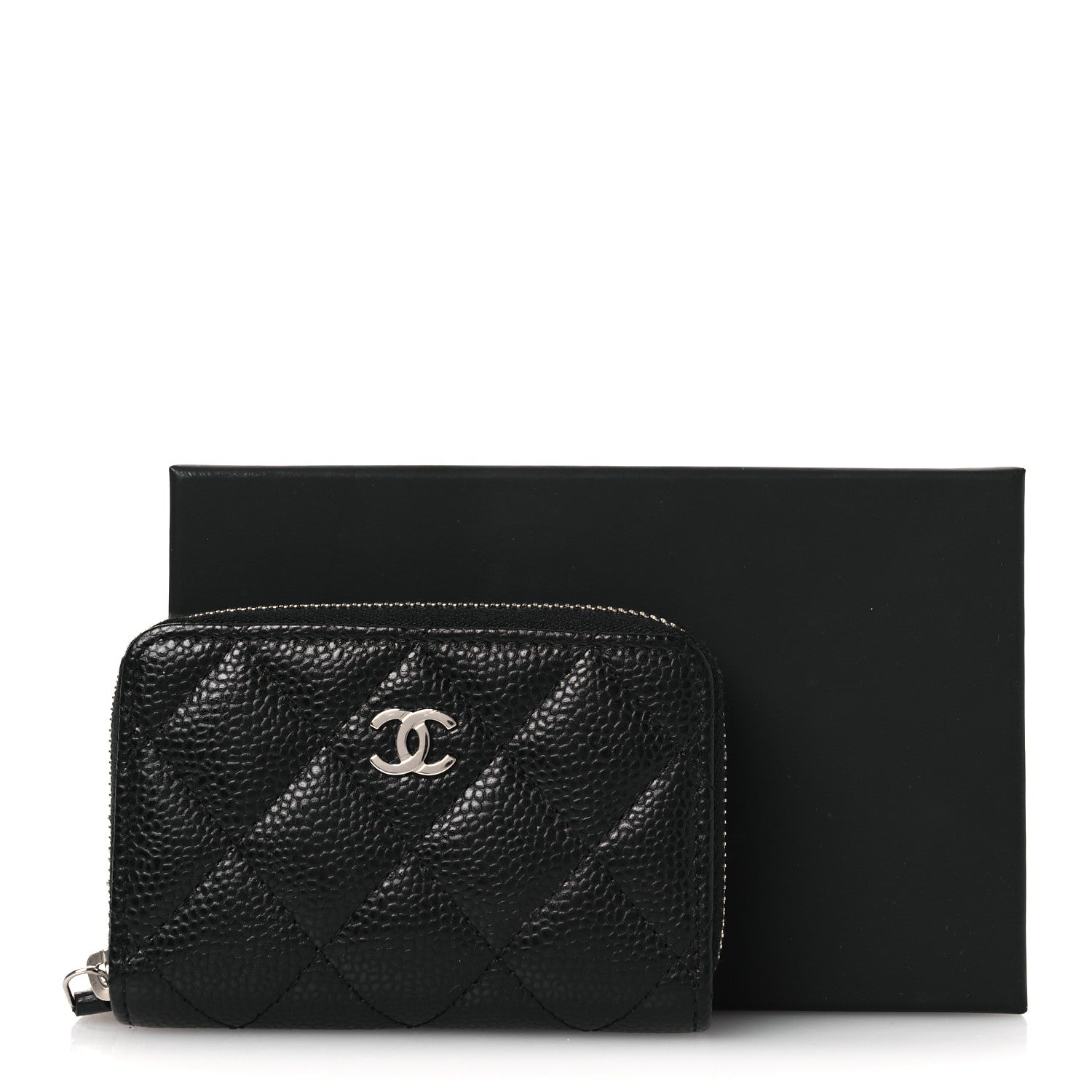 Caviar Quilted Zip Coin Purse Black