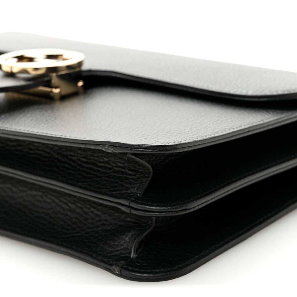 Gucci Dollar Calfskin Interlocking G Shoulder Bag Black