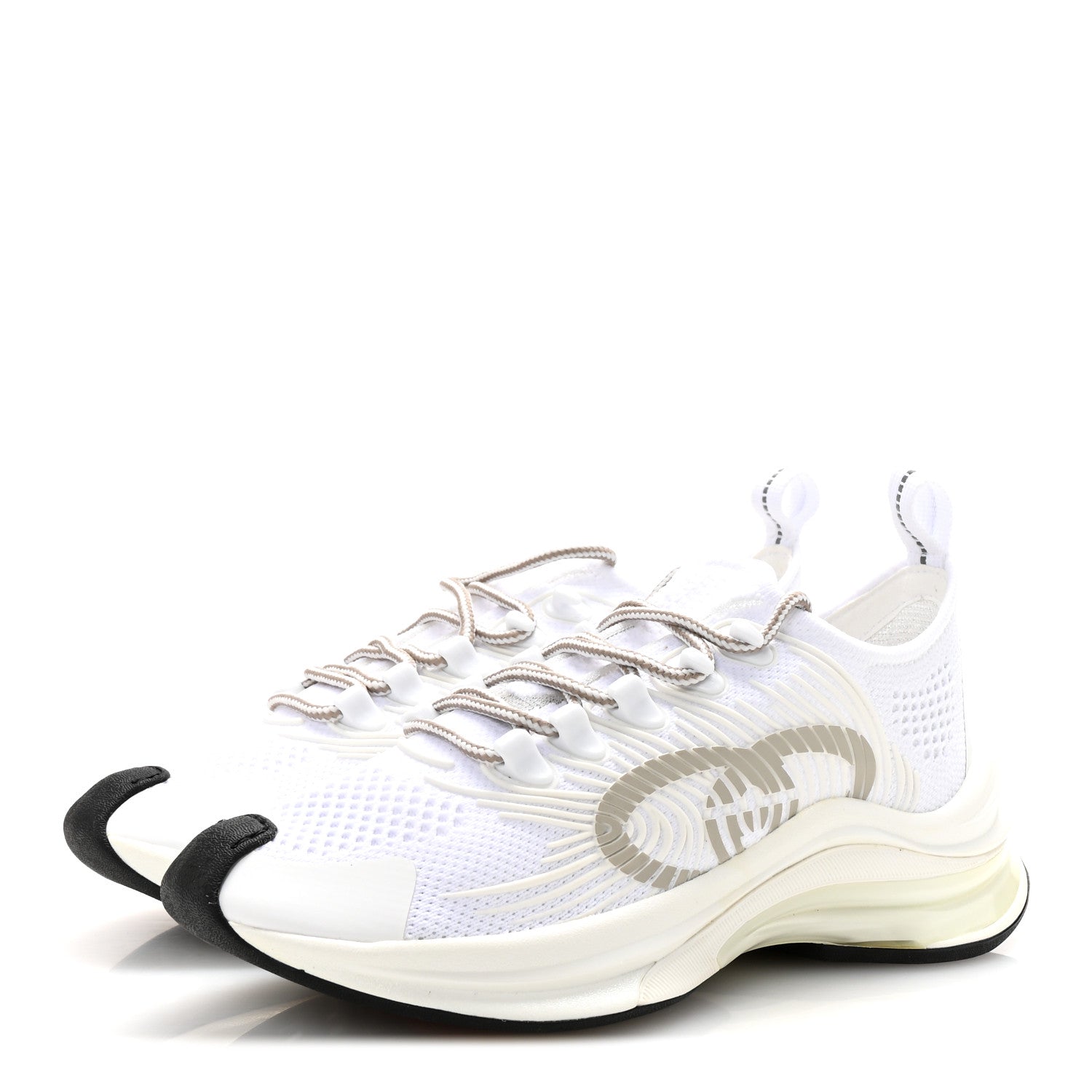 Gucci Technical Knit Fabric Waves Womens Gucci Run Sneakers 35.5 Great White Thunder