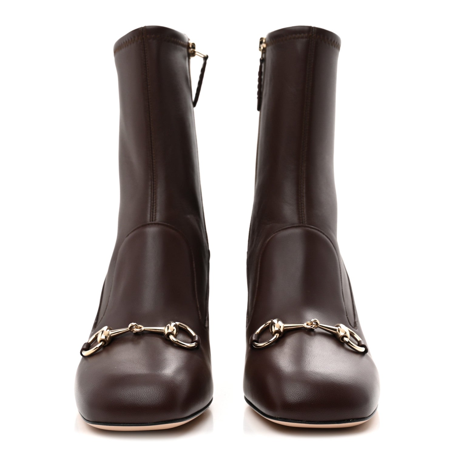 Gucci Nappa Horsebit Ankle Boots 39 New Chocolate