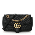 Gucci Calfskin Matelasse Small GG Marmont Shoulder Bag Black
