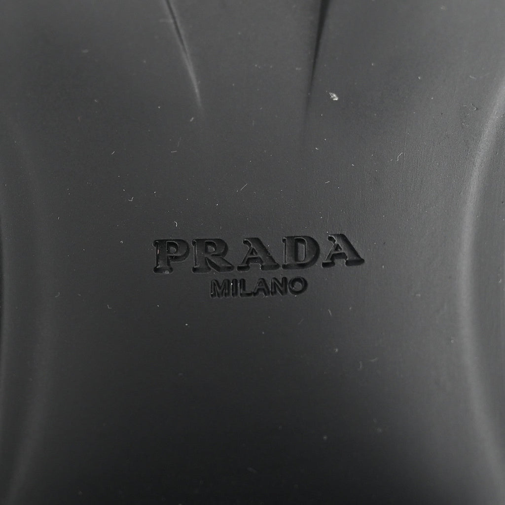 Prada Spazzolato Re-Nylon Metal Triangle Logo Lace Up 85mm Ankle Boots 36 Black