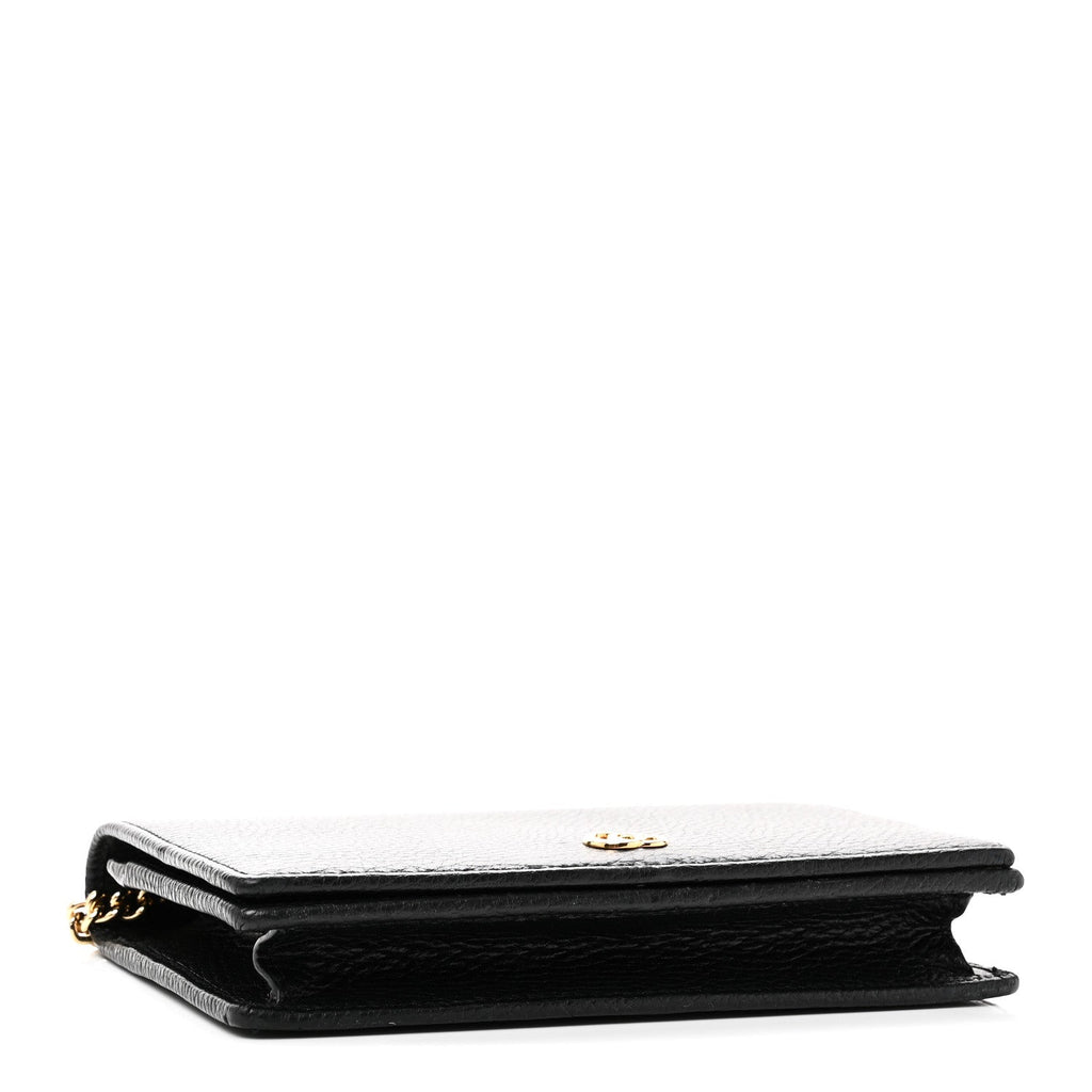 Gucci Calfskin Mini GG Marmont Chain Wallet Black