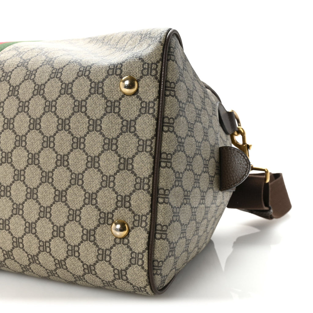 Gucci X BALENCIAGA BB Supreme Monogram Web Medium Ophidia Carry-On Duffle Bag Beige New Acero