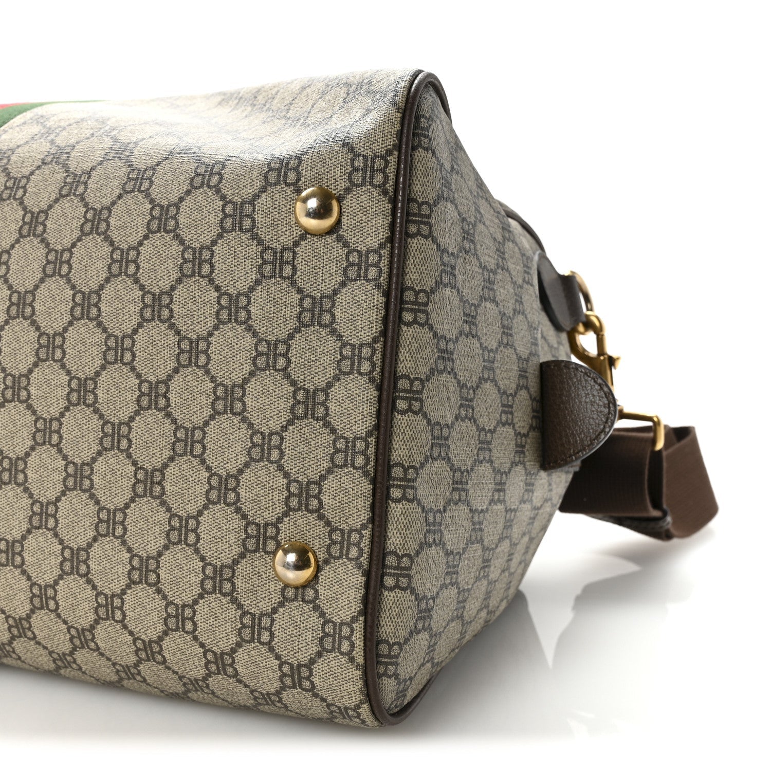 Gucci X BALENCIAGA BB Supreme Monogram Web Medium Ophidia Carry-On Duffle Bag Beige New Acero