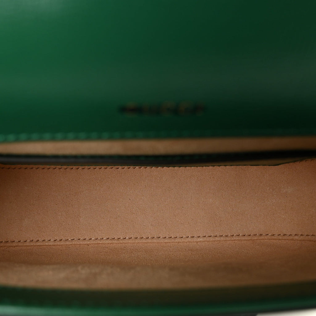 Gucci Azalea Calfskin Web Monochrome Horsebit 1955 Shoulder Bag Emerald