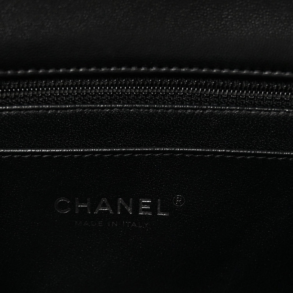 Chanel Lambskin Quilted Mini Rectangular Flap Black