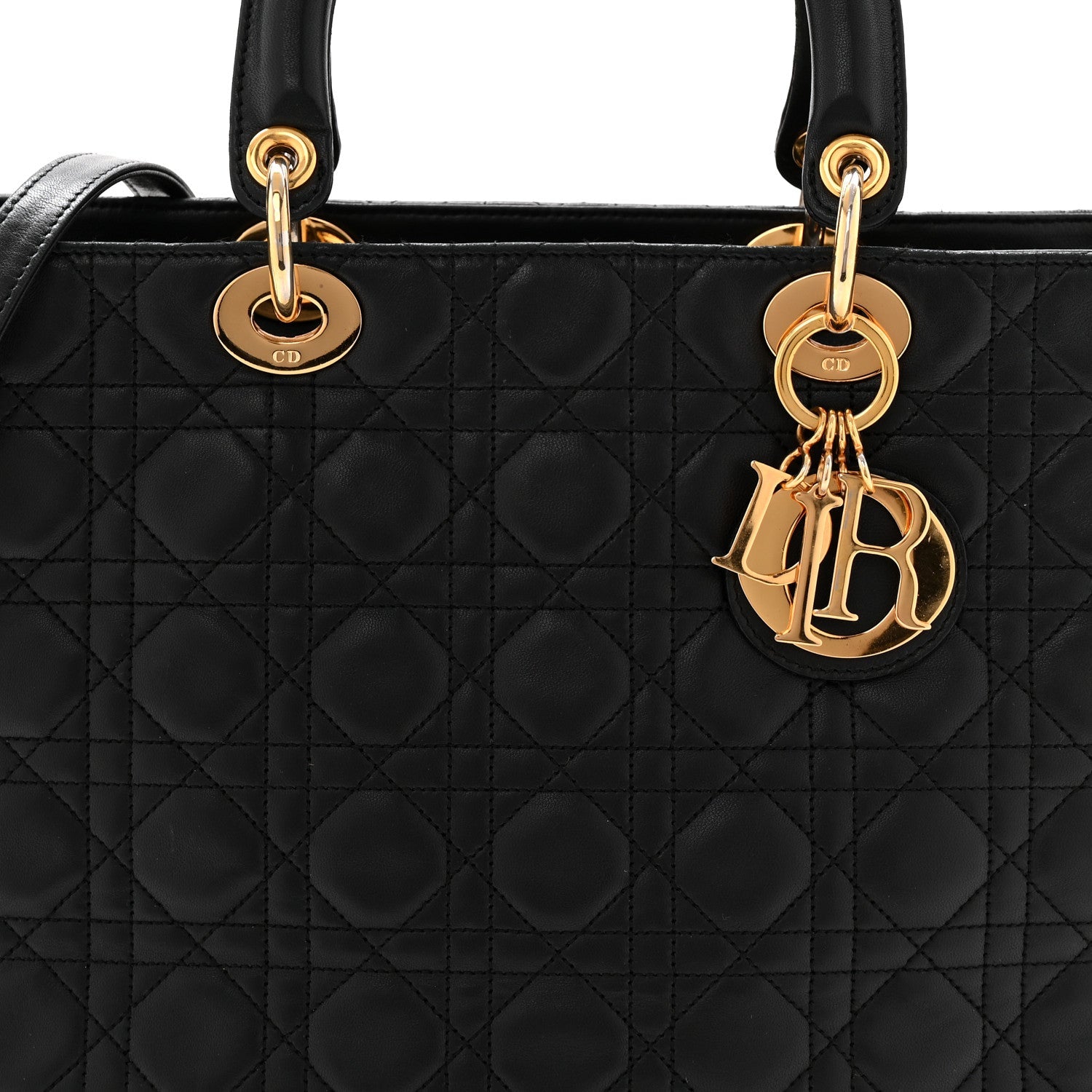 Christian Dior Lambskin Cannage Large Lady Dior Black